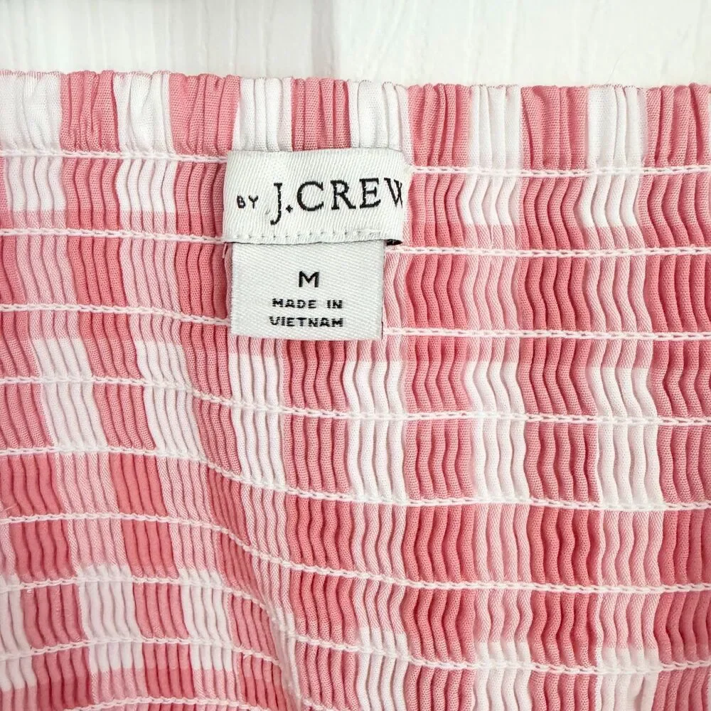 J.Crew Pink Gingham Smocked Sundress Size M Preowned Summer Cottagecore